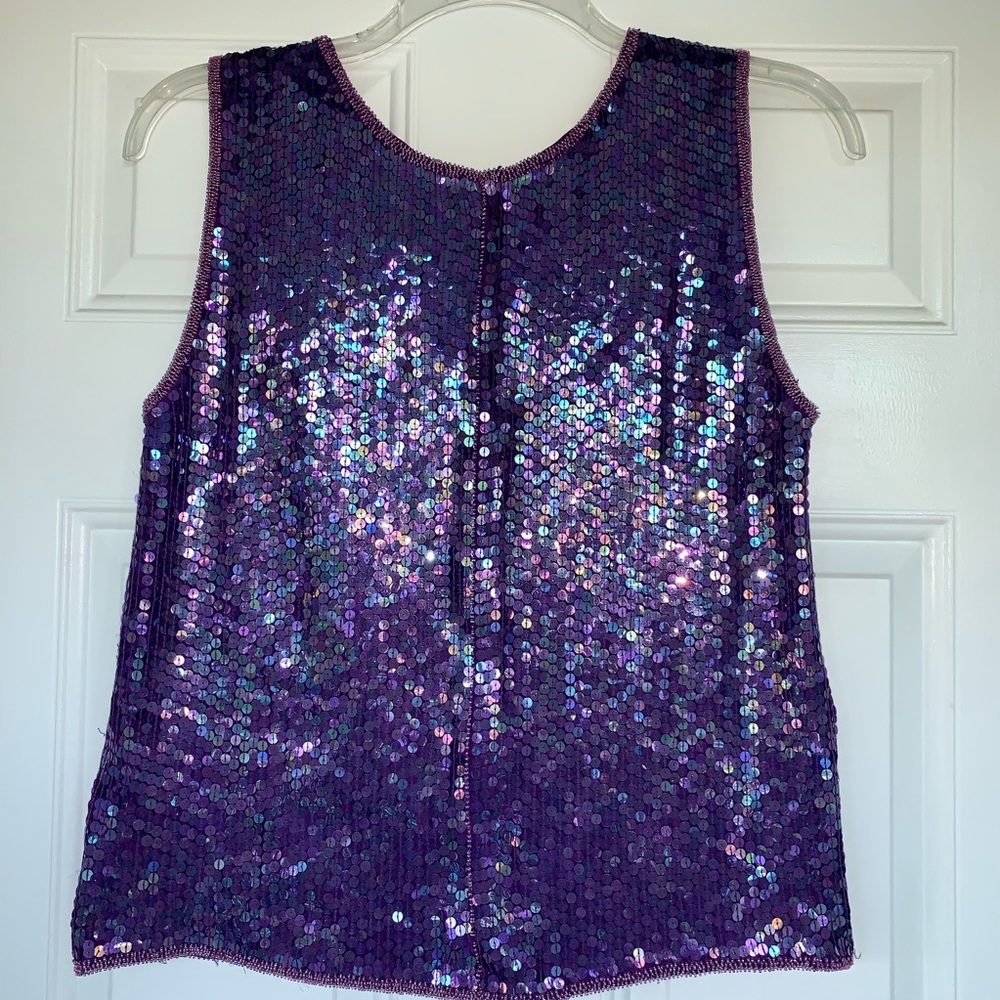 Scarlet Rage Iridescent Purple Sequin Blouse-sizeM - Picture 6 of 8